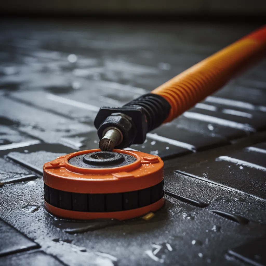 A close-up of a specialized tool or equipment used for waterproofing and sealing, photo